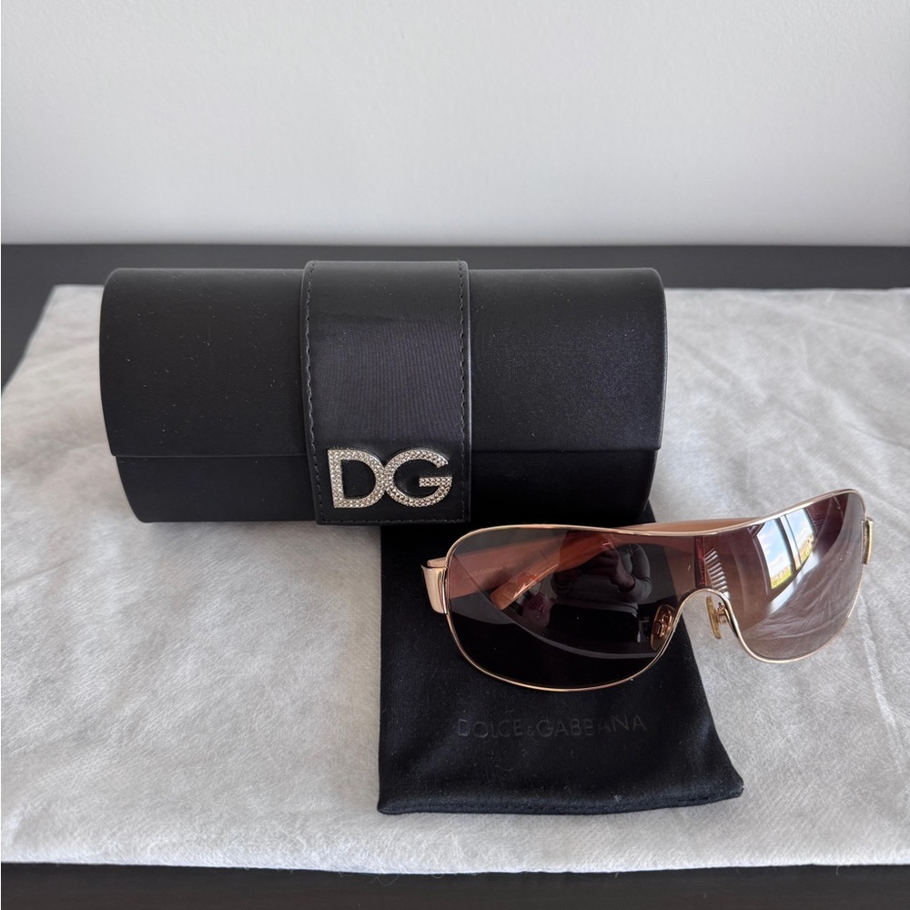 Dolce & Gabbana Gold Frame Sunglasses with Brown Gradient Lenses